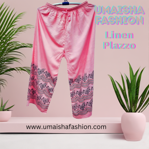 Fashionable Trendy design China Linen Print Plazzo for Woman. Baby Pink
