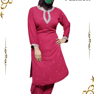 Stone work dubai cherry salwar kamiz . Deep red