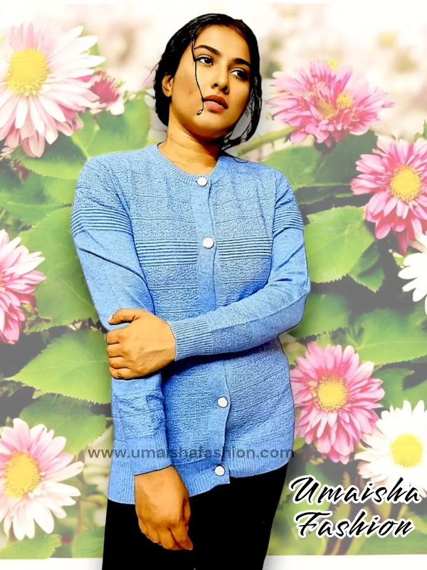 Stylish comfortable and warm sweater for woman. pbd Light Blue