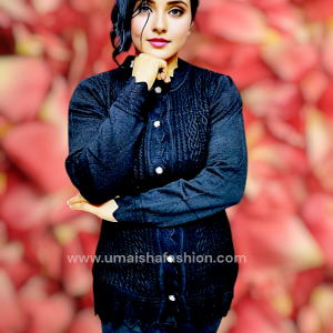 Women's Long Sleeve PBD Fabrics Cable Knit Design Sweater Open Front Cardigan. Black Color
