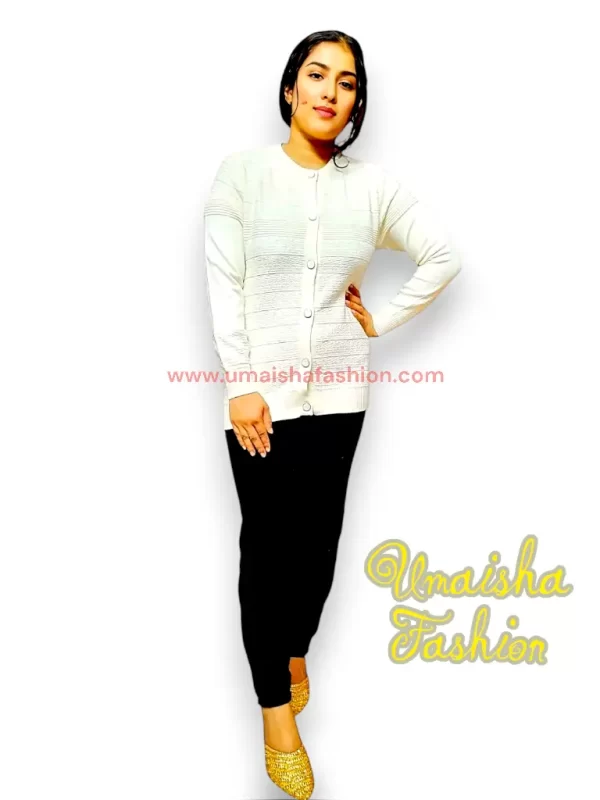 Stylish comfortable and warm sweater for woman. pbd White - Image 3