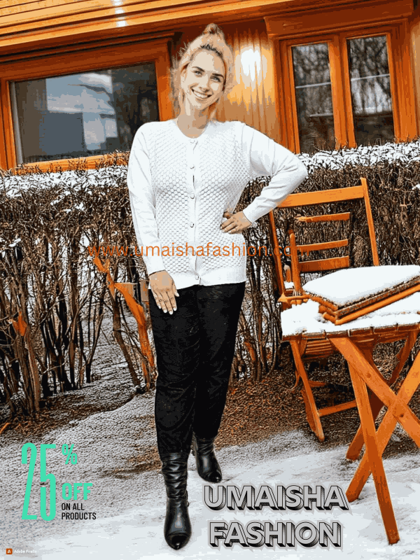 Umaisha Fashion Fish new collection stylish comfortable sweater for woman. White - Image 2