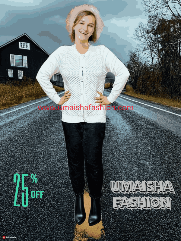 Umaisha Fashion Fish new collection stylish comfortable sweater for woman. White - Image 3