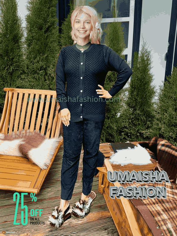 Umaisha Fashion Fish new collection stylish comfortable sweater for woman. Black - Image 3