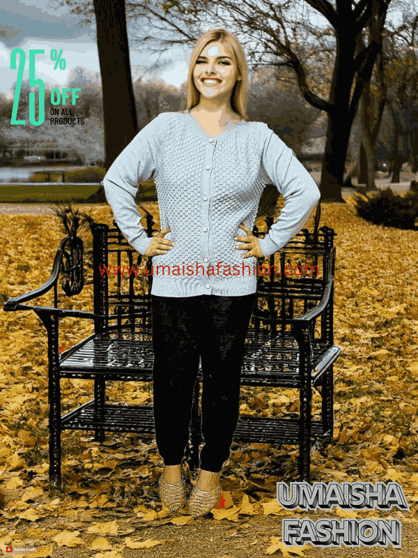 Umaisha Fashion Fish new collection stylish comfortable sweater for woman. Ash - Image 3