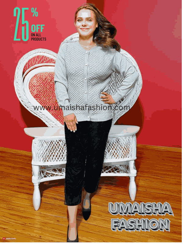 Umaisha Fashion Fish new collection stylish comfortable sweater for woman. Ash - Image 4