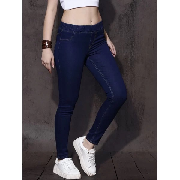 Denim Jeggings Ties Pant For Woman.