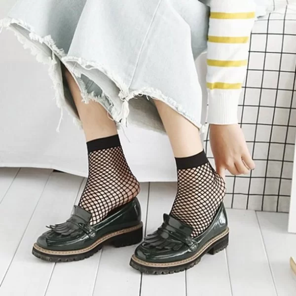 Lace Fish Net Socks Fashion Women Ruffle Fishnet Socks . - Image 2