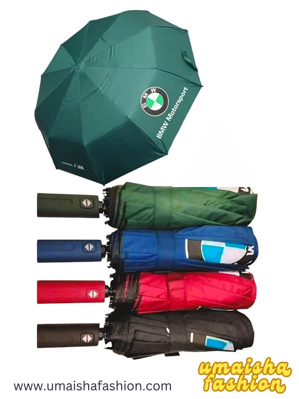 BMW Motorsport Automatic Three Folding 10 Ribs UV Block Layer Windproof Dual Sunny and Rainy Umbrella .
