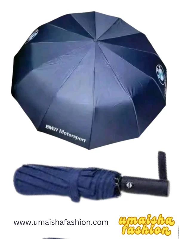 BMW Motorsport Automatic Three Folding 10 Ribs UV Block Layer Windproof Dual Sunny and Rainy Umbrella .