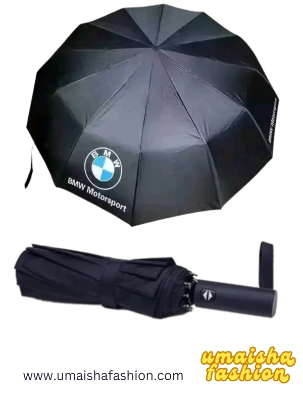 BMW Motorsport Automatic Three Folding 10 Ribs UV Block Layer Windproof Dual Sunny and Rainy Umbrella .