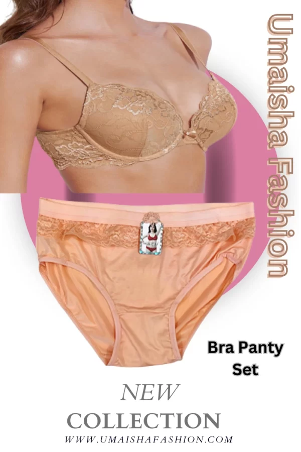 Ring Border Foam Padded Bra and Silk Panty Set.