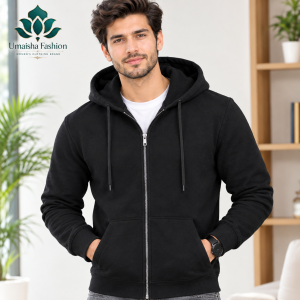 Elevate Your Casual Style with Long Sleeve Active Man Hoodie - Cotton Casual Wear Zipper Hoodie For Men-Black color